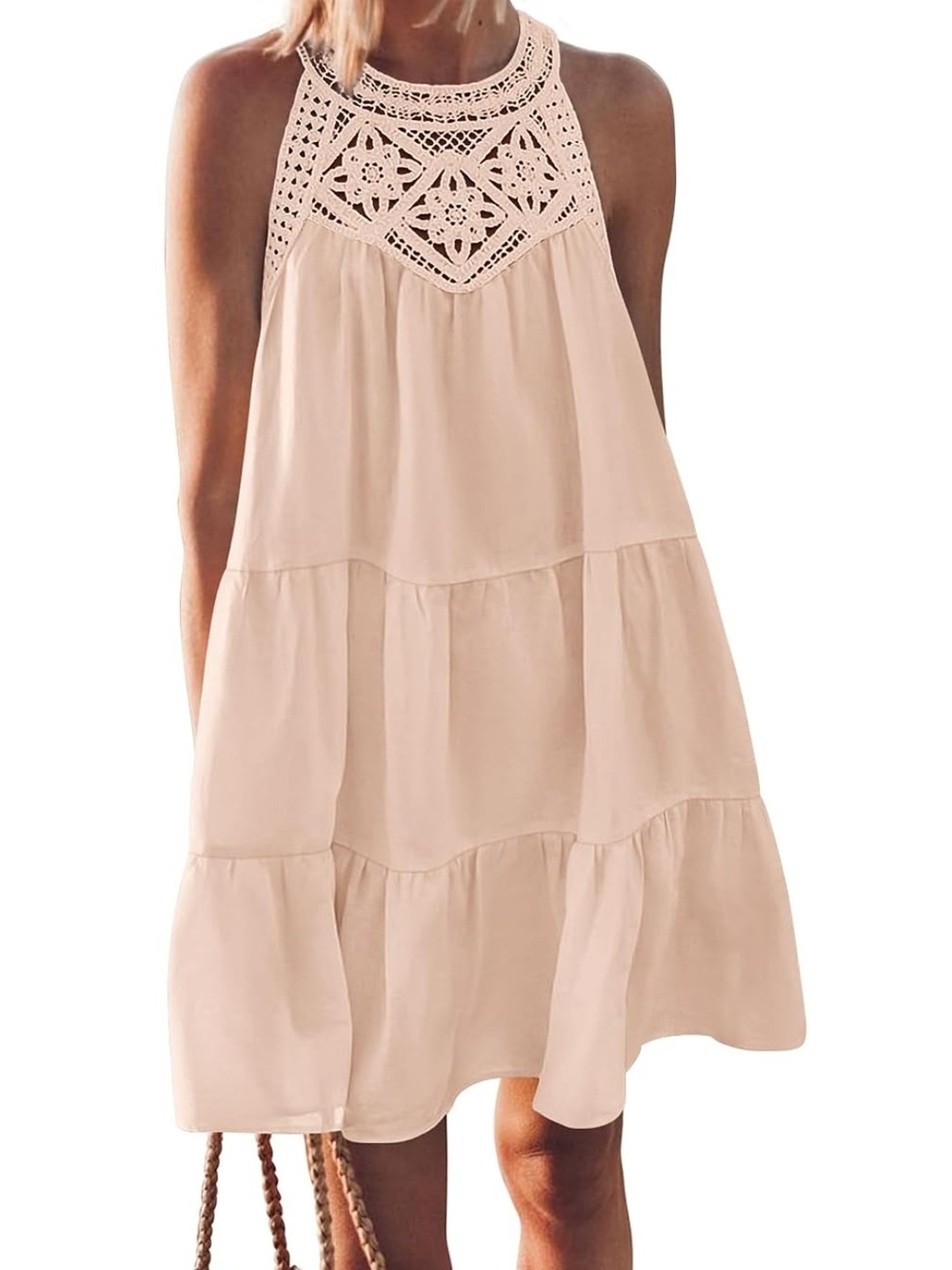BTFBM Boho Sleeveless Halter Neck Sundress